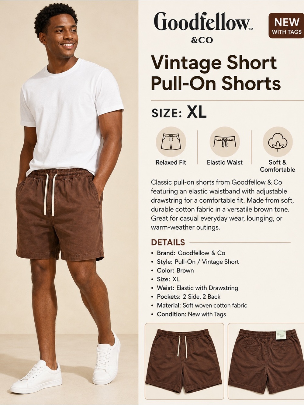 Goodfellow & Co Brown Pull-On Vintage Hybrid Shorts